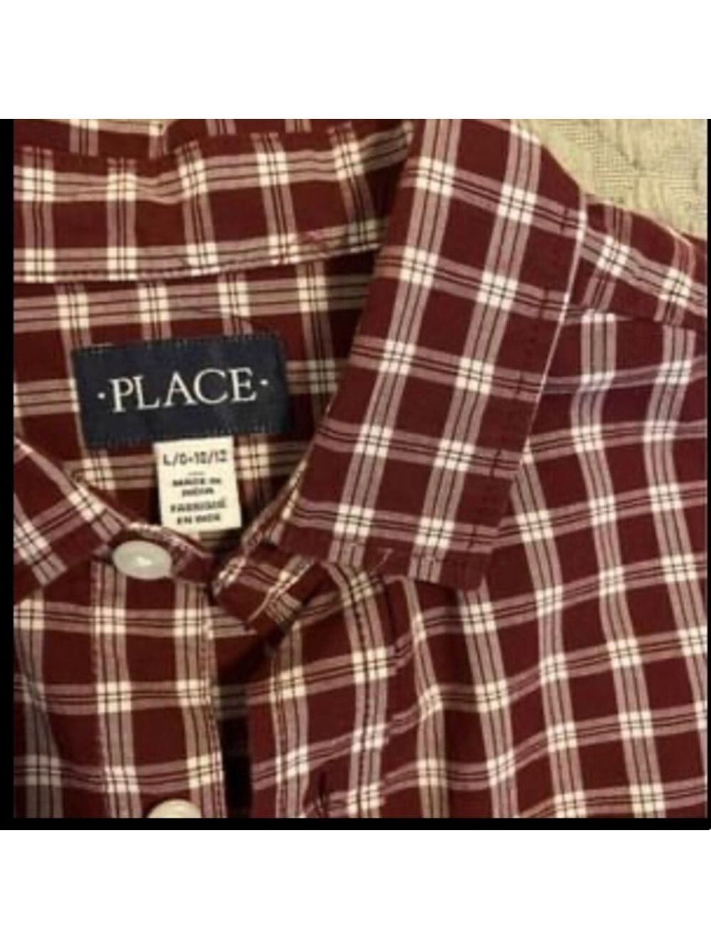 🎈$5 Find! Youth Children’s Place Shirt. Deep Red Plaid.